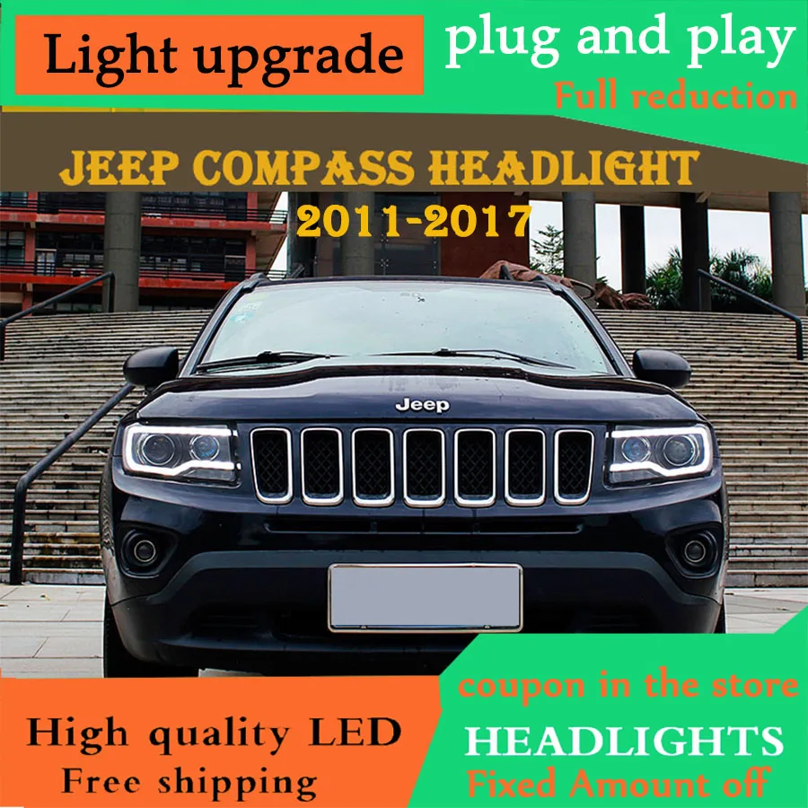 D YL автомобильный Стайлинг Головной фонарь для Jeep Компас фары компас 2011 2017