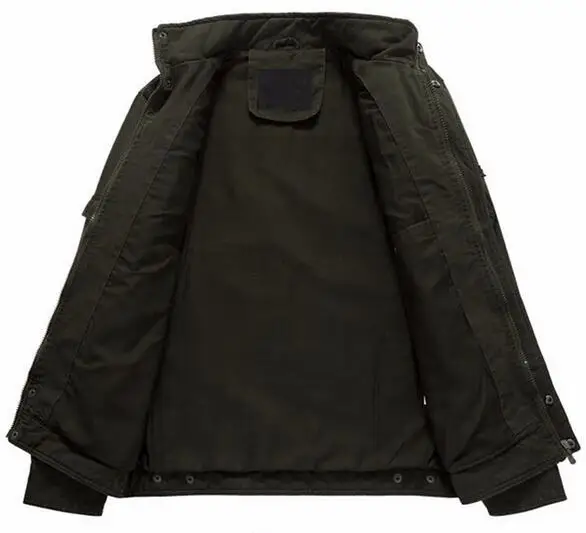 Мужские брендовые хлопковые куртки бомберы 2017 военные коричневые/темно