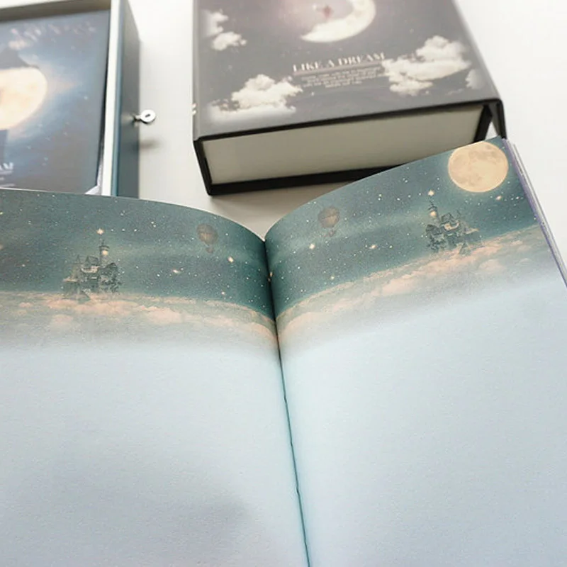 Дневник с замком, записная книжка, записная книжка, милый функциональный планировщик, книга с замком, молочный журнал, Подарочная коробка лунный свет, блокировка этой страницы 144