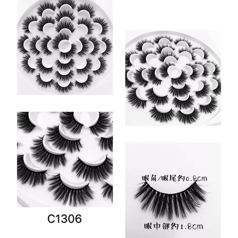 13pair 1306 3/5/7/13Pairs3D норки волосы Накладные Eyelashes15-25 мм ресницы толстые длинные тонкие пышная Праздничная не тестировано на норковые ресницы инструменты для макияжа - Цвет: 13pair 1306