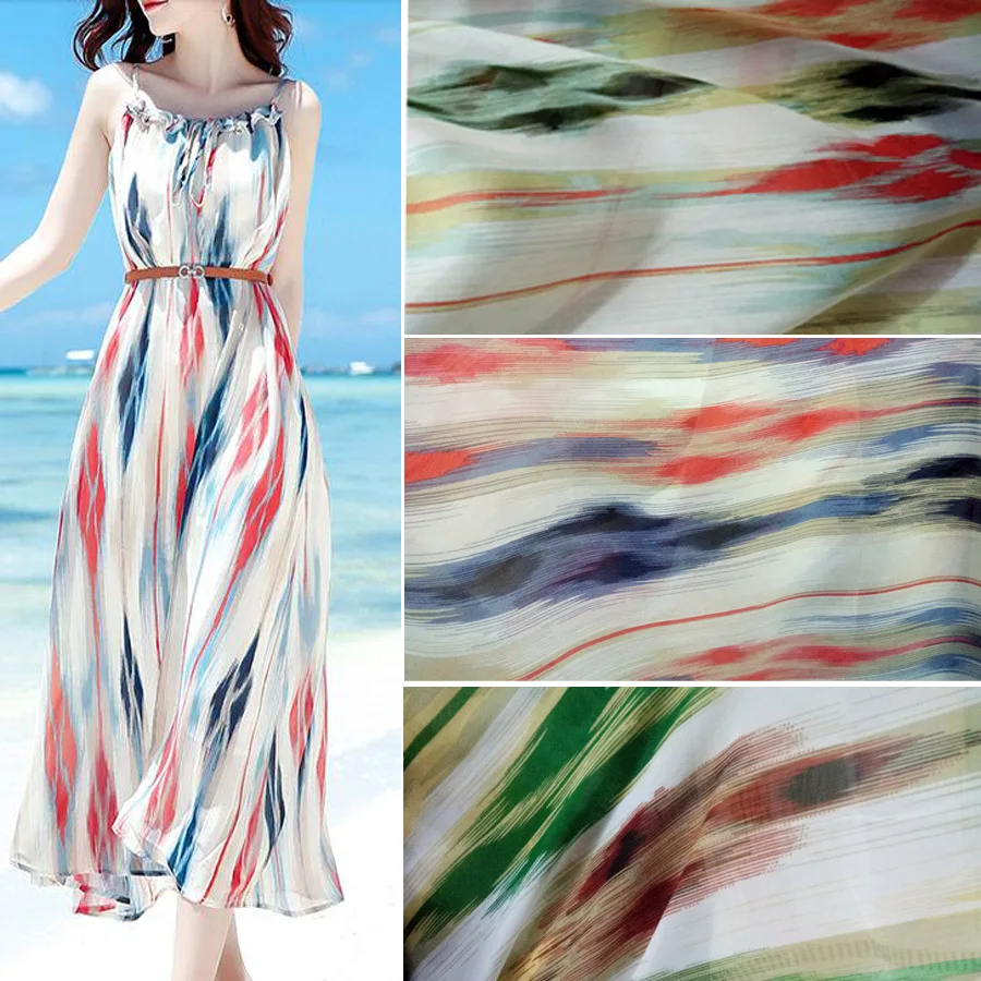 Шифоновая ткань для платья в богемном стиле шифоновая летняя юбка с принтом