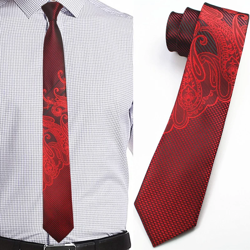 Rbocott Для мужчин s Slim Tie моды Галстук Пейсли 6 см ширина Узкие галстуки для мужчин Свадебная вечеринка Узкие галстуки Gravatas corbatas