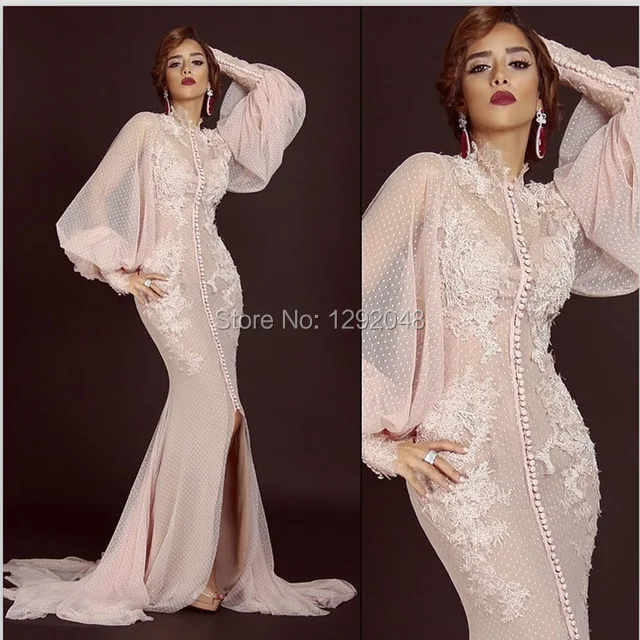 

High Neck Flare Long Sleeve Vintage Dot Tulle 50S or 60S Formal Dress Elegant Mother of the Bride Dresses YNQNFS MD101