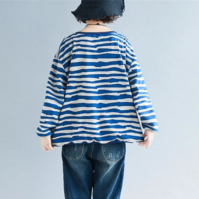 Свитер XITAO в полоску большого размера элегантный женский пуловер с круглым