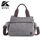 Хит! Холщовая Сумка KVKY для женщин, Дизайнерские однотонные повседневные дамские сумочки на молнии, мессенджеры через плечо