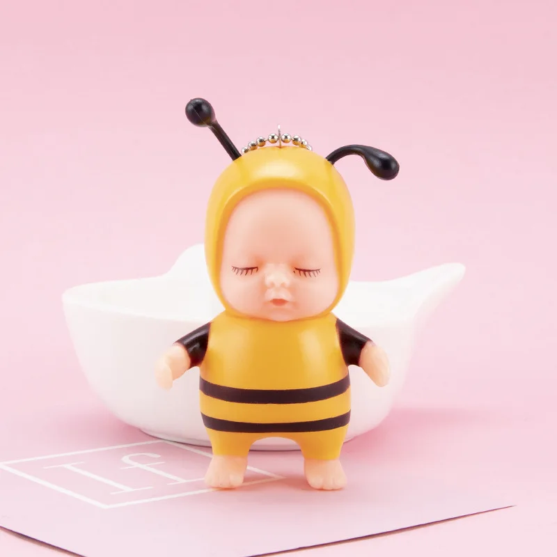 Модный милый брелок Спящая кукла Kawaii, пчела, кролик, панда, медведь в форме мультяшного автомобиля, брелок, игрушка, ювелирное изделие для девочки
