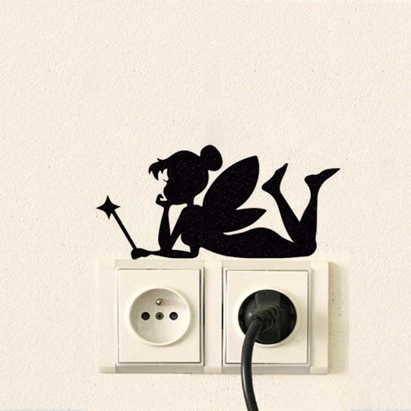 KUCADA Black Creative fairy DIY Wall Stickers Switch Sticker Home Decoration Wallpaper JG1880 | Дом и сад