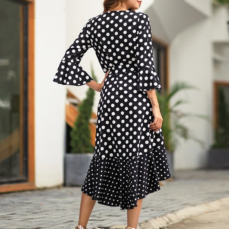 JAPPKBH летнее осеннее платье в горошек для женщин 2019 сексуальное винтажное пляжное