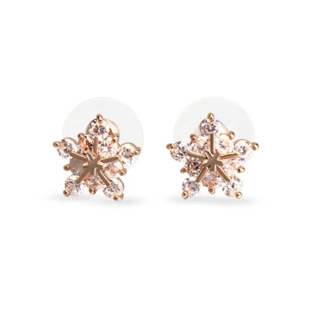 AAA Zirconia Ear Studs Rose Gold Plated Star 12mm | Украшения и аксессуары