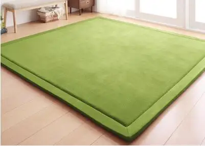 GREEN Детский Блестящий коврик из кораллового флиса для гостиной, детской комнаты, спальни, ковер 180*200 толщиной 2 см, мягкий коврик с татами - Цвет: GREEN