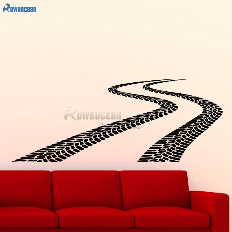 

Tire Tracks Wall Decal Car Road With Traces Of Tire Garage Vinyl Sticker Home Room Interior Decoration Waterproof Mural F811