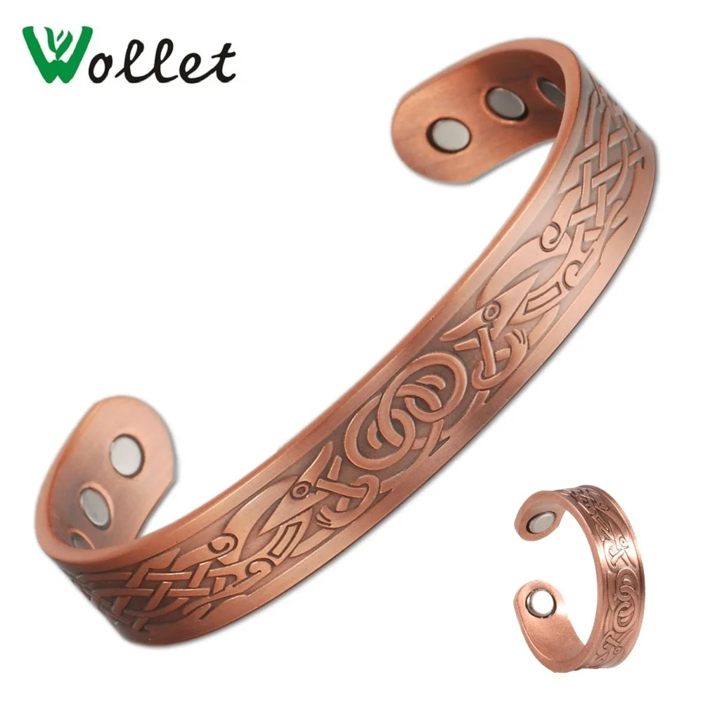 Набор ювелирных изделий Wollet из чистой магнитной меди браслет кольцо для мужчин и
