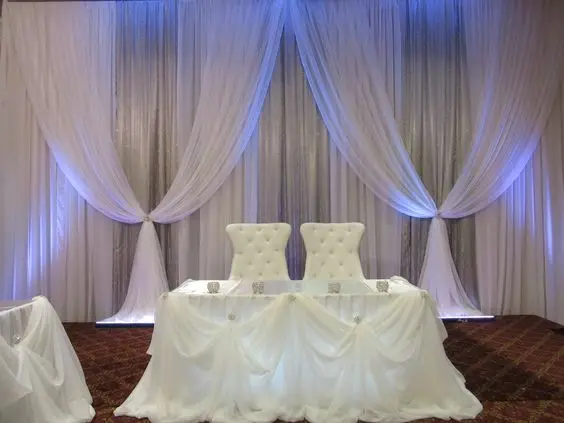 

White with Silver Wedding Backdrop Wedding Decoration 10ft x 20ft