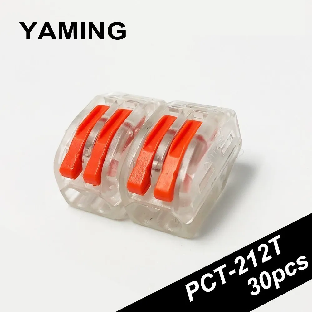 

PCT-212T Terminal block box transparent 2 pin Connection Wire Connector Downlight Wire Fast Wiring one-in one-out (30PCS)