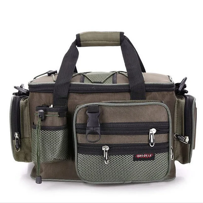 New arrival Multi functional fishing bags size 36*8*23 Fishing Bag Zipped Case Fishing Tackle Bags Lure Fishing waist pack - Цвет: Зеленый