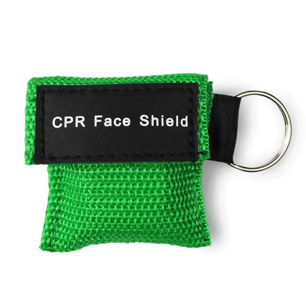 Зеленый CPR Resuscitator Keychain Emergency Face Shield First Aid Skill Training Breathing Rescue Mask for Health Care Tools 8 Colors - Цвет: Зеленый