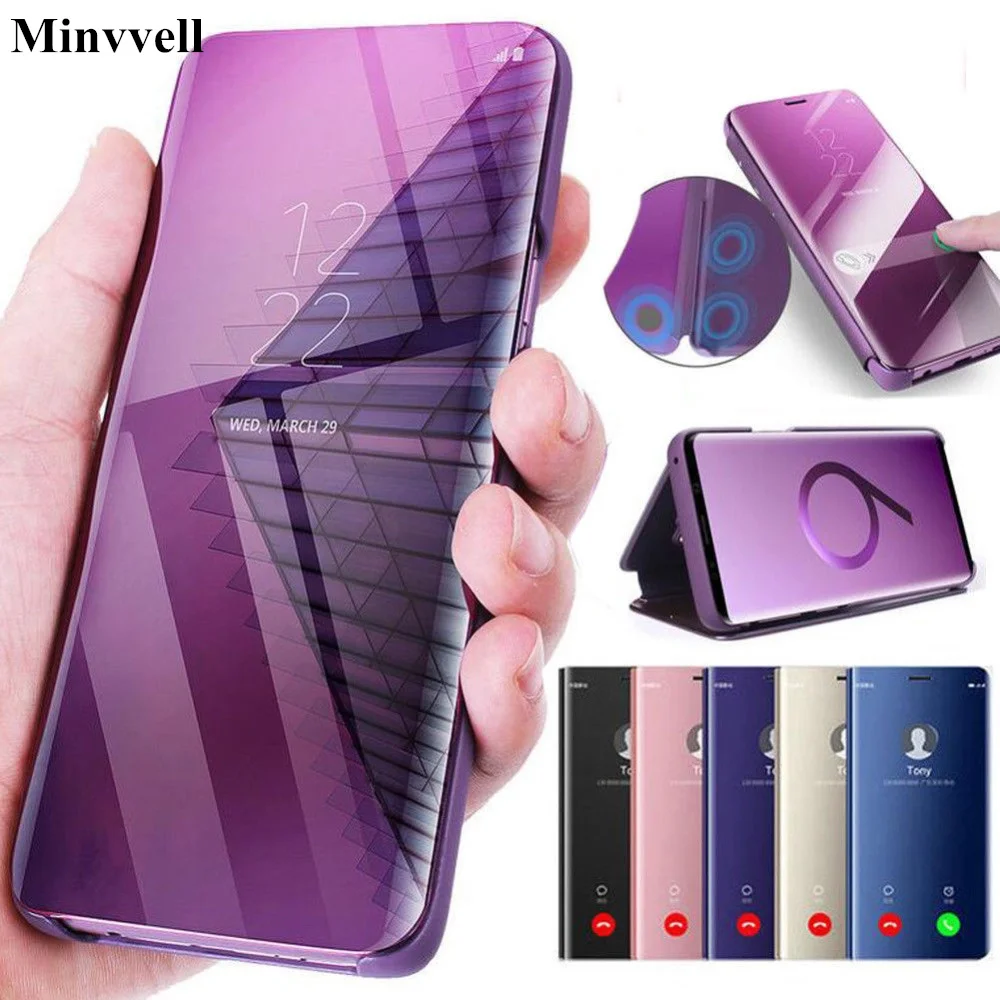 Флип-чехол для samsung J4, J6, J8,, кожаный прозрачный зеркальный чехол с подставкой для Galaxy A9, Star lite, A5, A6, A7, A8 Plus, J7, Duo, Note 9