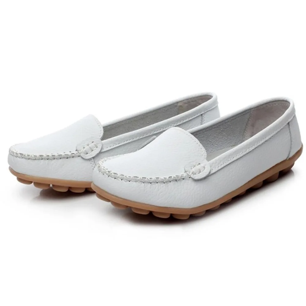 Женская обувь на плоской подошве лоферы без шнуровки кожаная Мокасины женская