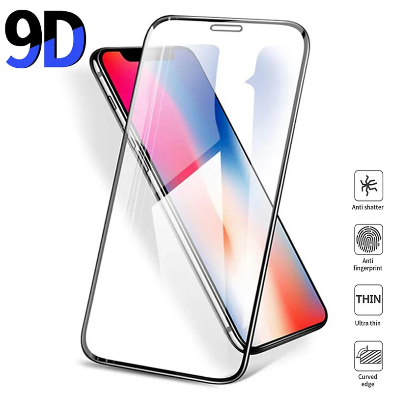 Защитное стекло 9D для iPhone 6 6s 7 8 Plus закаленное с полным покрытием защитная пленка X