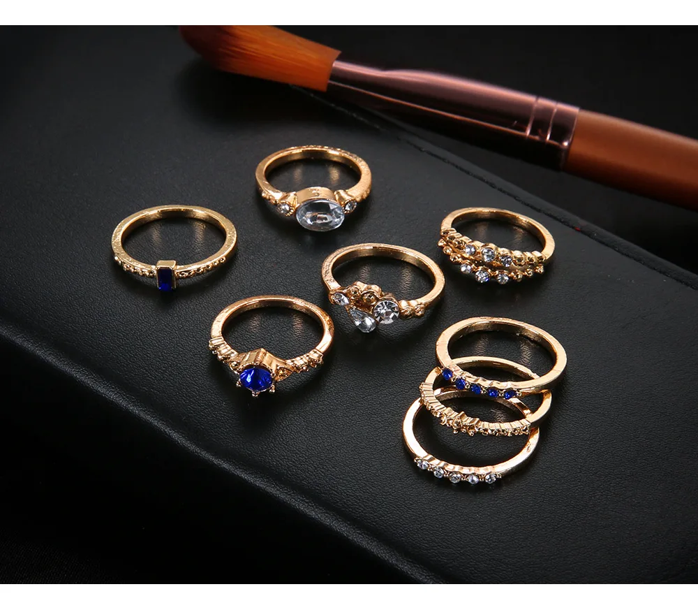 Горячая Европа и Америка Сияющий бриллиант комплект колец 8 Кольцо из элементов