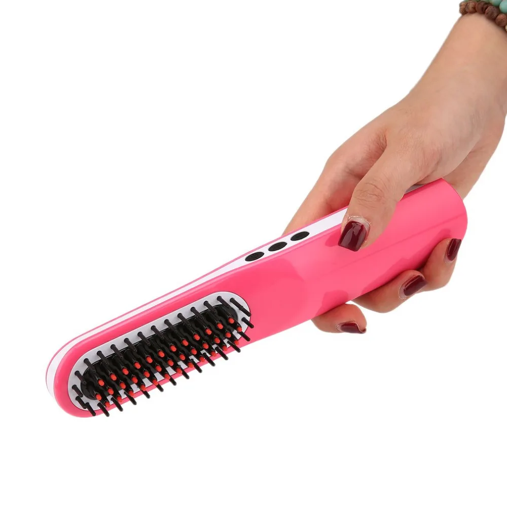 Portable USB Rechargeable Electric Straightening Hair Comb With LCD Digital Display Wireless Anti-perm &amp Three Button Design | Бытовая