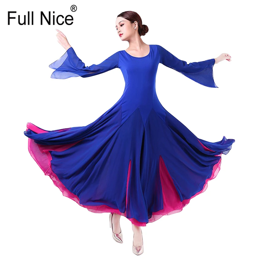 Платье для бальных танцев Современные платья с длинным рукавом розовые синие
