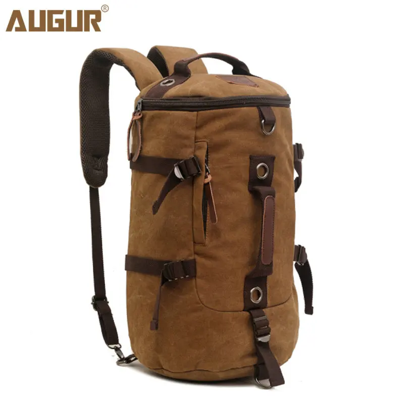 Рюкзак мужской большой вместимости из ткани и воловьей кожи | Багаж сумки