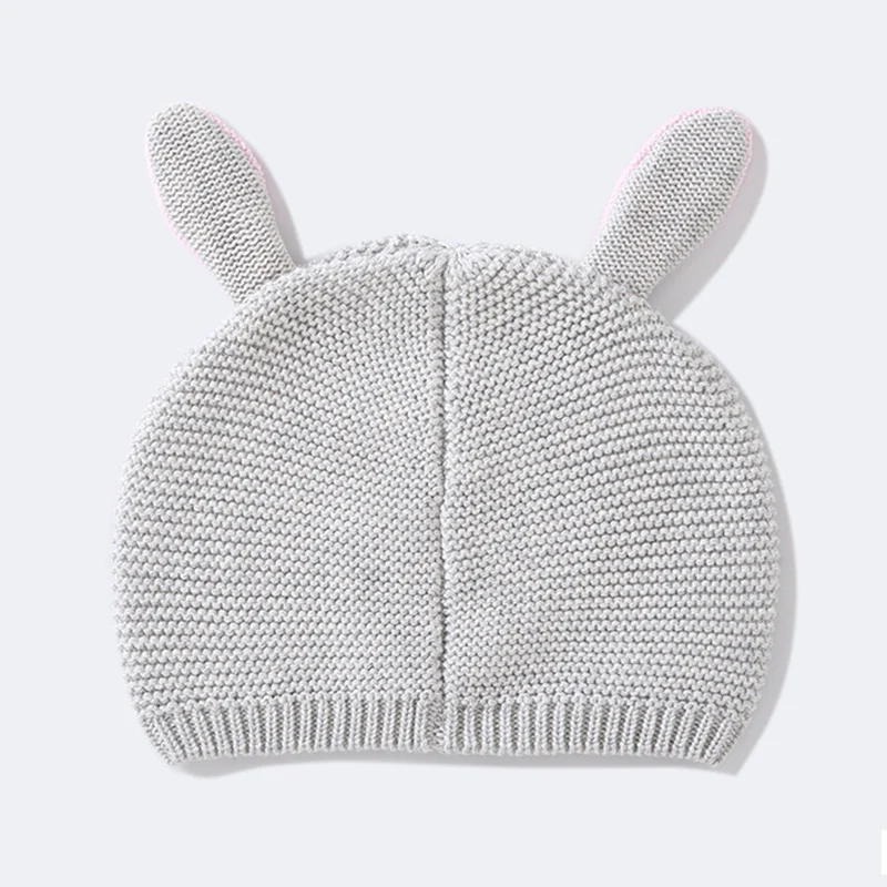 Детская вязаная шапочка с милым кроликом для мальчиков девочек рисунком из
