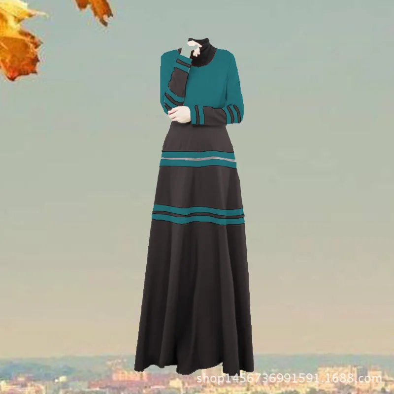 Мусульманское женское длинное платье в полоску Musulmane Дубай Турецкая женская