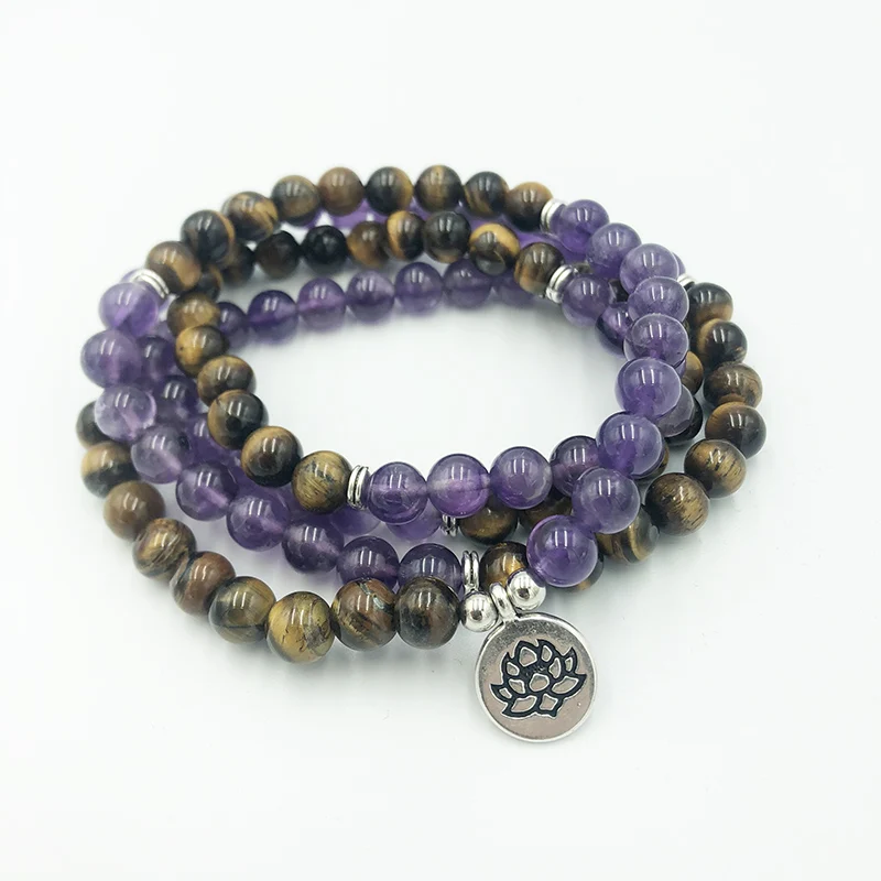 108 молитвенные бусины Ожерелье или браслет Лотос Буддийские очаровательные