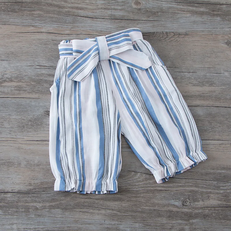 SHOWHASH Summer Baby Girl Clothes Kids Butterfly Short Sleeved Cute Sets T-shirt With Pearl + Stripped Bow Pants XA1002 | Детская одежда