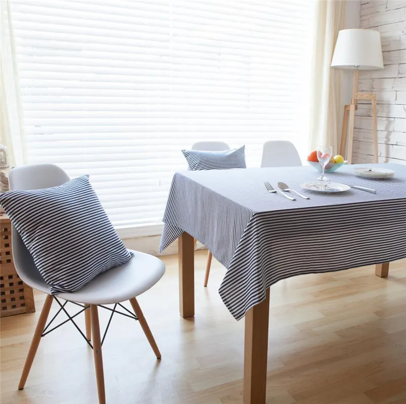 Триколор полосатая скатерть из хлопка и льна обеденная Япония Южная Корея