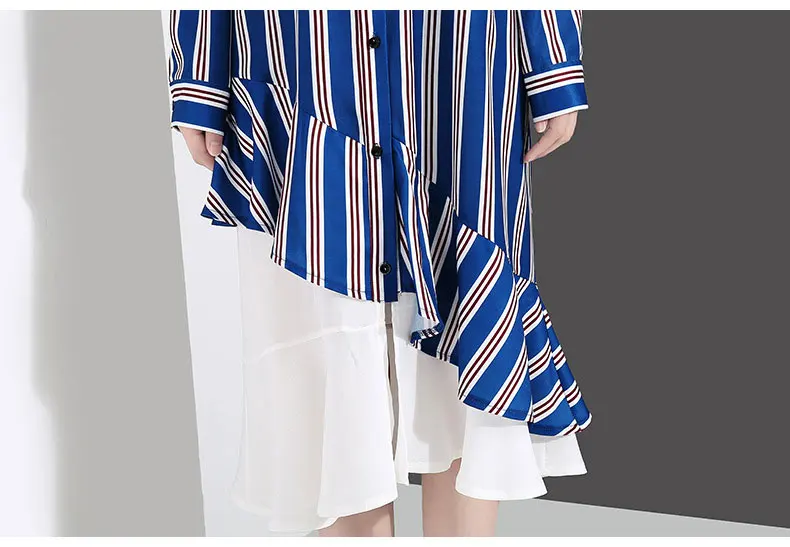 2019 весенние модные женские Свободные Лоскутные Полосатые платья с карманами и