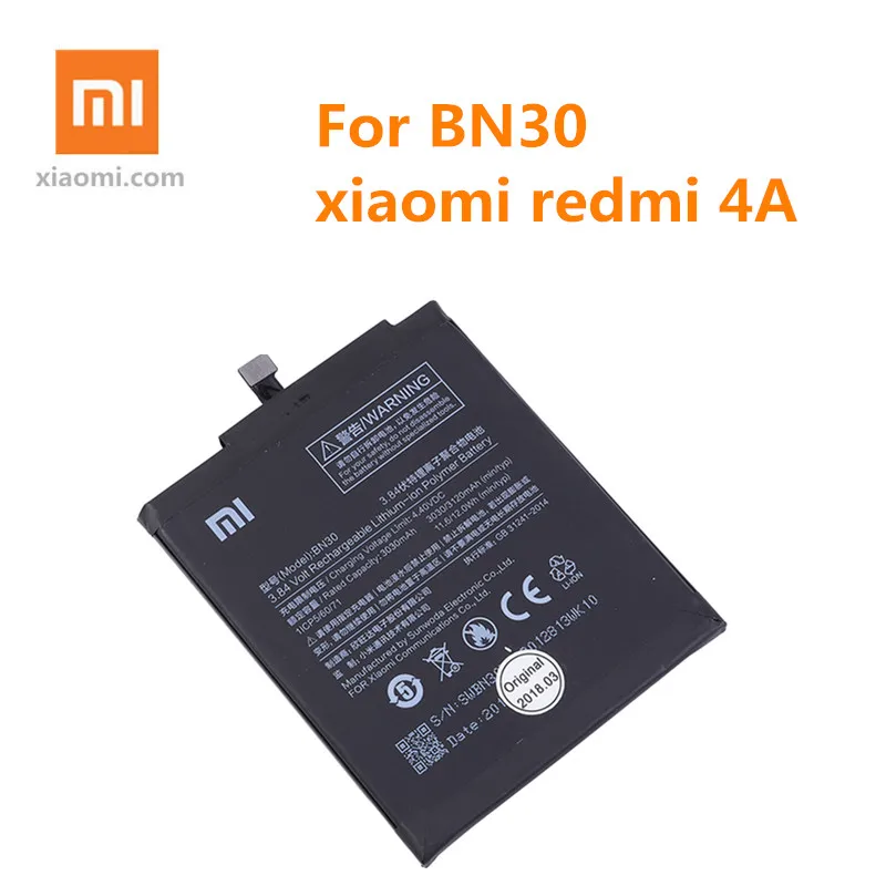 Оригинальный телефон Xiao Mi для Xiaomi Redmi 4A батарея BN30 3120 мАч Redrice Hongmi высокого