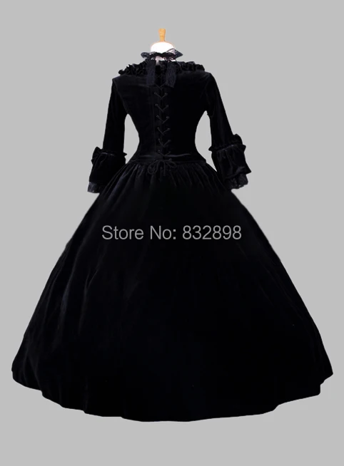 Готический черный Жаккардовый плюшевый Викторианский исторический сценический