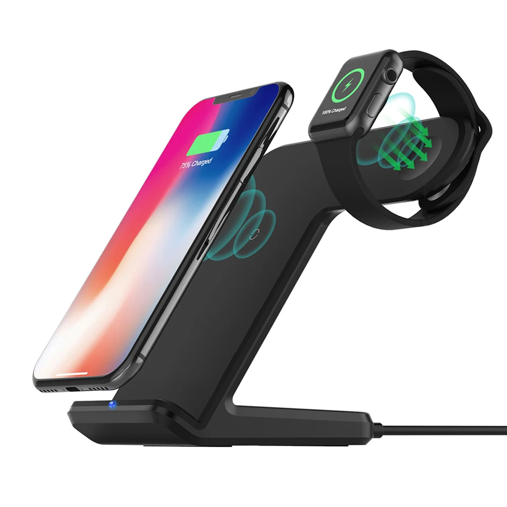 Беспроводное зарядное устройство 2 в 1 держатель для телефона подставка Apple Watch 3