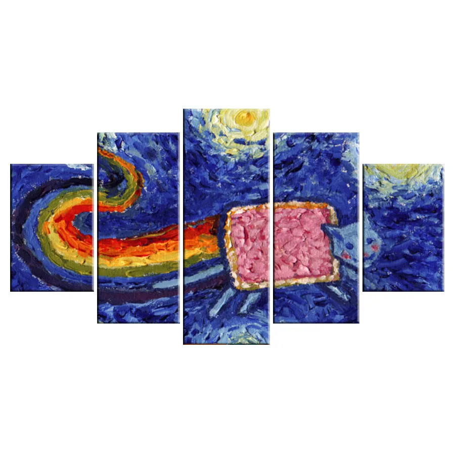 Художественные картины на холсте плакаты Модные 5 панелей Ван Гога звезда тени