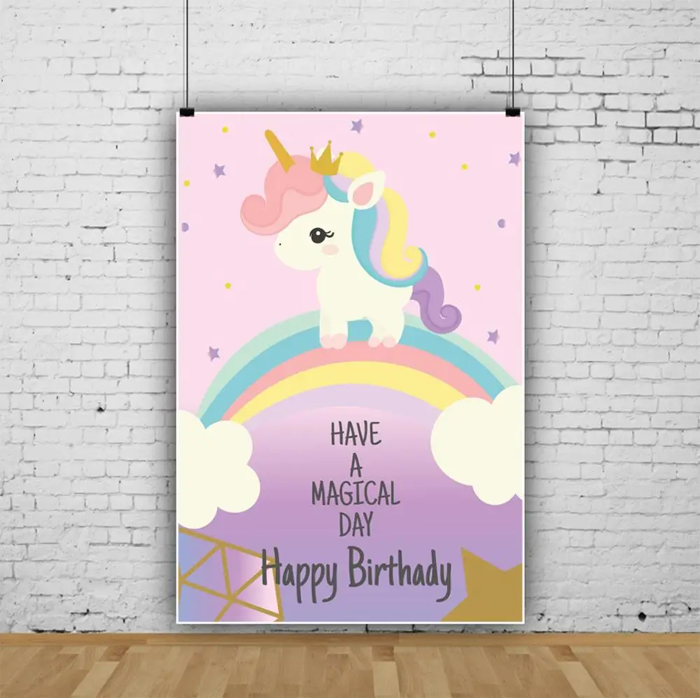 Laeacco Единорог детский день рождения обои фотографические фоны