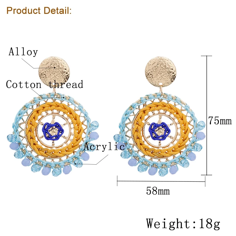 Женские серьги-подвески Junlead Разноцветные серьги ручной работы в стиле бохо