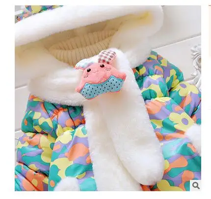winter baby clothing cotton long-sleeved hooded windbreaker jacket plus thick wool scarves for children girls Free Shipping |