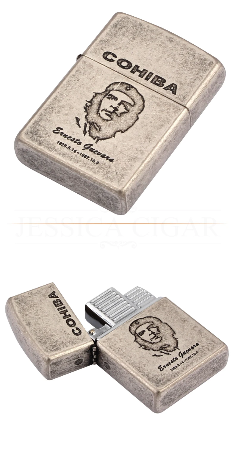 COHIBA классический металлический чехол, 2 фонарь, струйная зажигалка, ветрозащитная, Бутановая, газовая, для сигарет, зажигалки, голубое пламя, зажигалка для курильщика