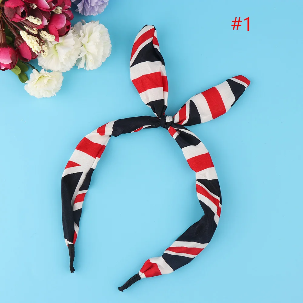 1 шт. новинка стильные женские ретро наушники с кроличьими ушами ткань цветами