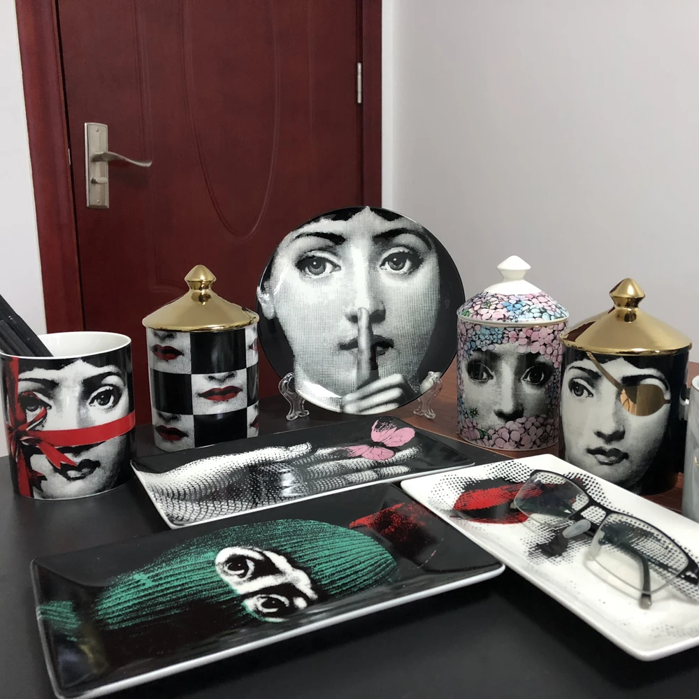 Fornasetti тарелка для хранения ювелирных изделий посуда с узорами прямоугольный поднос подсвечник банка канделябры украшение дома
