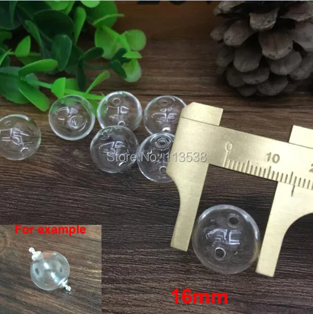 

Free ship 20pcs/lot 16mm diy clear round glass globe bubble with 2mm doulbe hole, glass vial, glass bottle, glass vials pendant