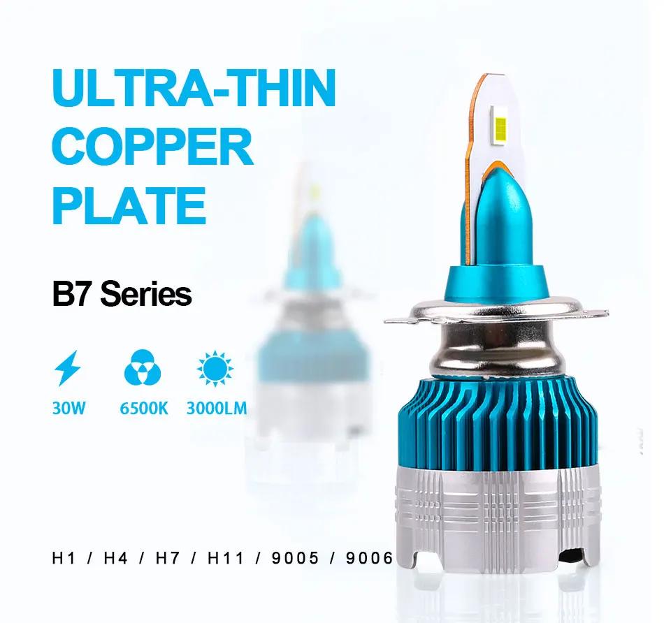 CARLitek 2 шт тонкий H7 Led 6500 K H4 Hi/Lo H1 H11 9005 9006 светодиодные лампы фар автомобиля H8 H9 HB2 HB3 HB4 огни автомобиля 60 Вт 6000LM