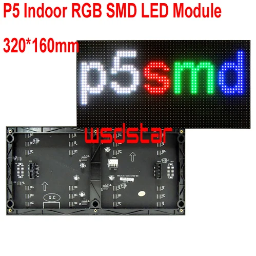 Светодиодный RGB SMD модуль P5 для помещений 320*160 мм 64*32 пикселей Полноцветного