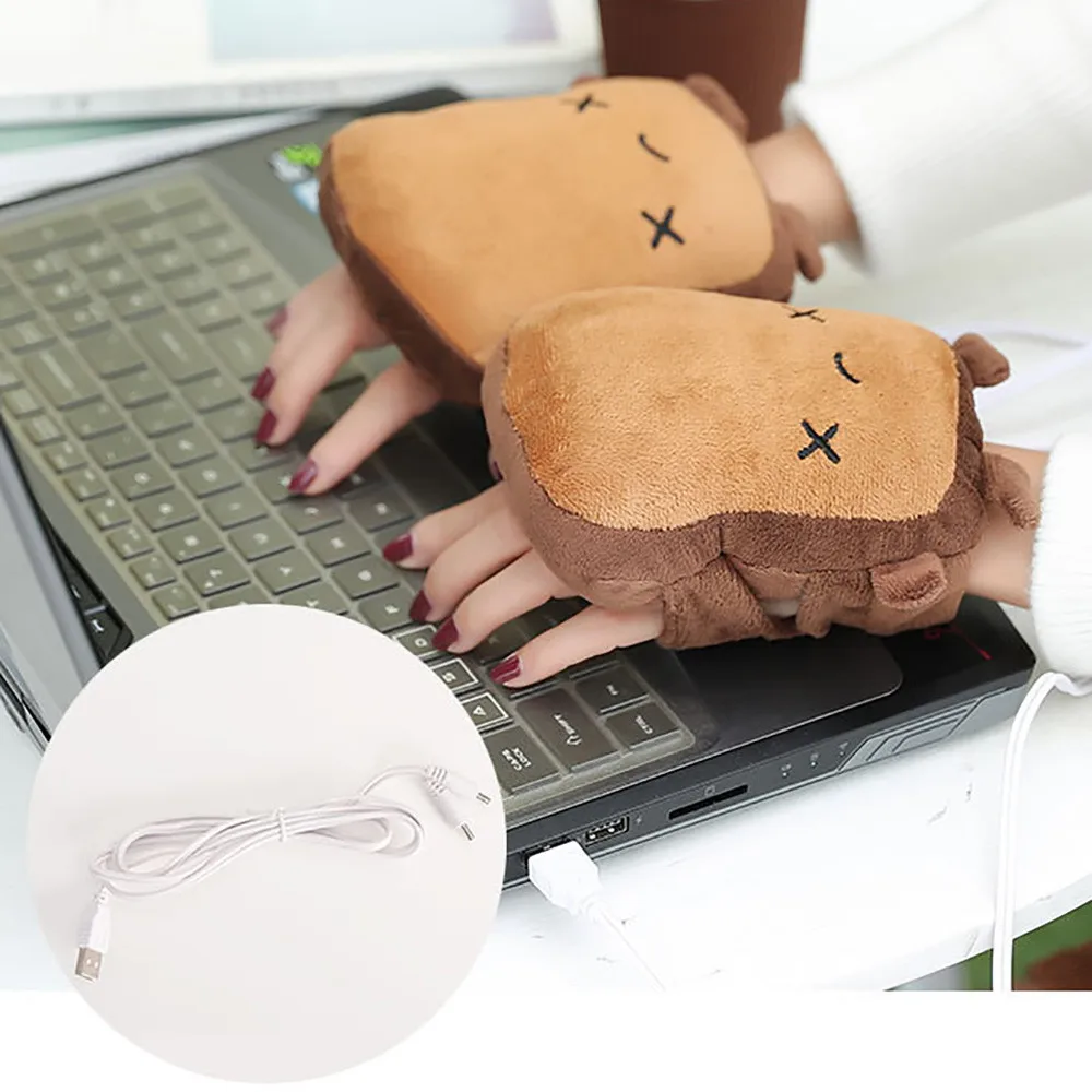 1 пара тостов USB грелки для рук милые согревающие перчатки половина носимых