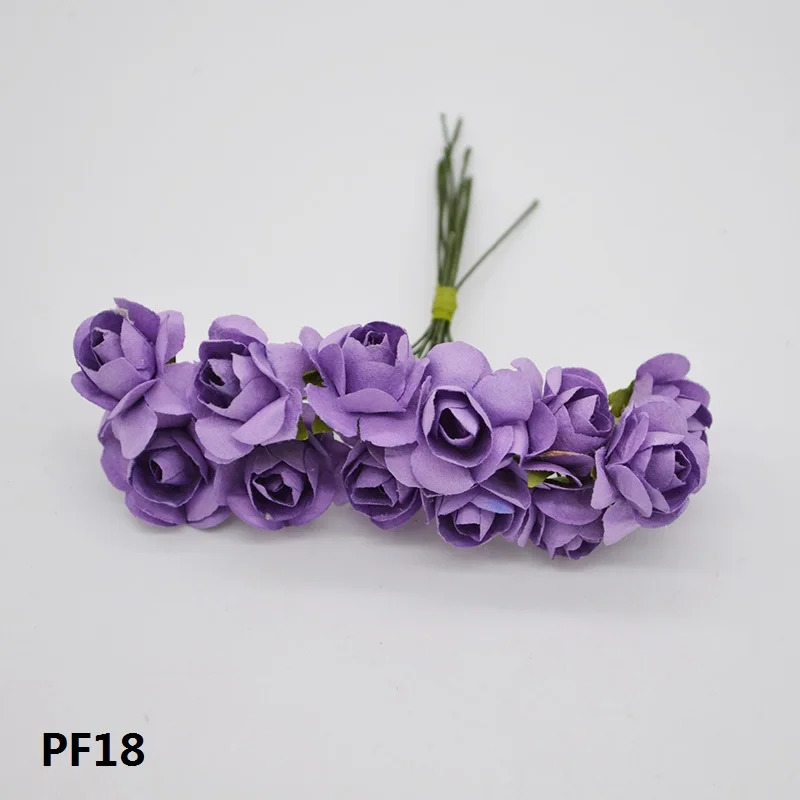 PF18 72 шт./лот, 2 см, мини бумажный цветок, искусственные розы, свадебный букет, венок, домашний декор для свадебной вечеринки, принадлежности для скрапбукинга - Цвет: PF18