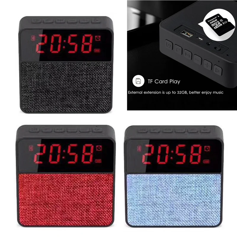 T1 Bluetooth динамик ткань будильник SD карта Поддержка громкий сабвуфер часы |