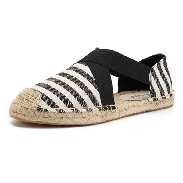 Black Stripe Flats Женская обувь на плоской подошве; брендовые лоферы; Повседневная обувь; сезон весна-лето; рыбацкие ботинки; женские кроссовки с круглым носком и перекрестными ремешками; женская обувь - Цвет: Black Stripe Flats